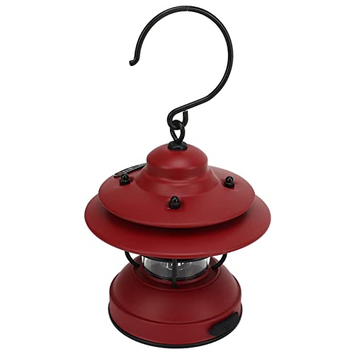 Lanterne vintage étanche IPX4 rouge mat pour camping plein air à luminosité réglable