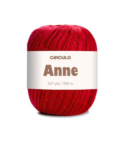 Image of CIRCULO Anne Yarn for Crocheting & Knitting, 100% Mercerized Brazilian Virgin Cotton, Soft Fingering Weight, 547 Yds, 5.19 Oz - Color 3402 Circulo Red