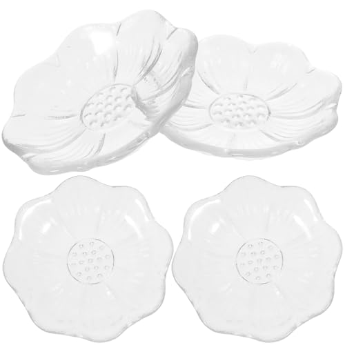 TOYZFRIENDY Posavasos De Cristal Transparentes Para Taza De Té 4 Piezas, Platillos De Vidrio Duraderos, Accesorios Para Servicio De Té, Aptos Para Decoración De Restaurantes y Uso Doméstico