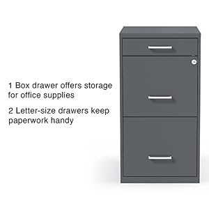 Staples 3-Drawer Vertical File Cabinet, Letter Size, Lockable, Charcoal — photo 4 of 6