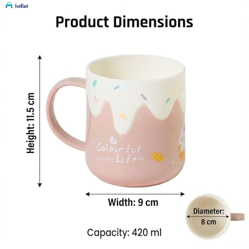 Image of FunBlast Milk Mug for Kids - 420 Ml; Unbreakable Mug for Kids, Milk Mugs for Kids Unbreakable - Milk Drinking Cup for Kids (Pink3)