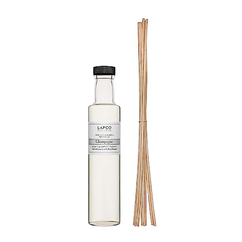 LAFCO New York Reed Diffuser Refill, Champagne - 8.4 oz - Up to 4-Month Fragrance Life - Includes Natural Wood Reeds - Free of Dyes & Propellants - Made in The USA