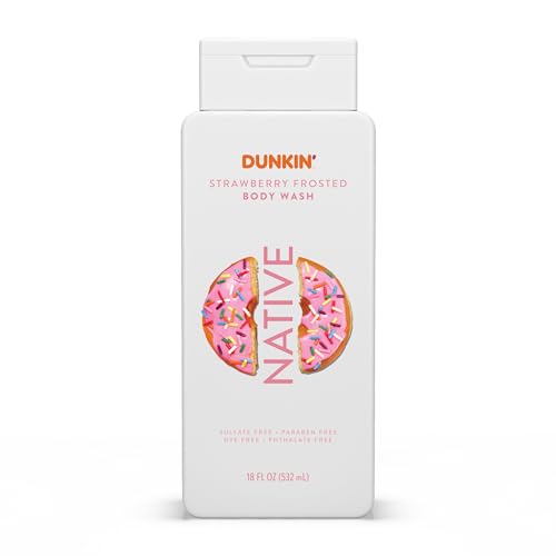 Native Body Wash Dunkin Stawberry Frosted Contains Naturally Derived Ingredients | For Women & Men Sulfate Paraben & Dye Free Leaving Skin Soft and Hydrated | 18 oz