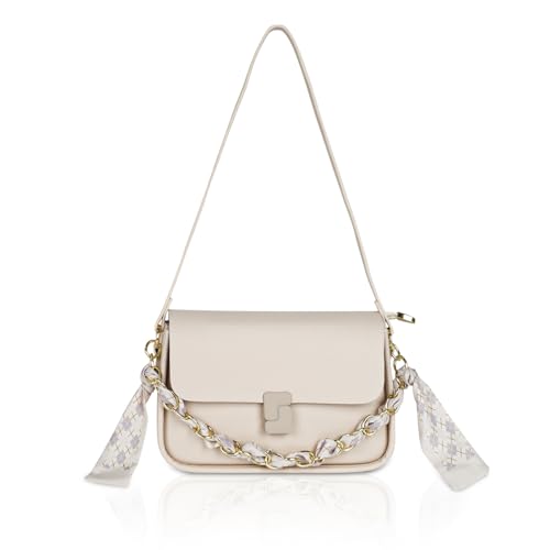 EXTREE Quilted Crossbody Bag, Trendy Design Shoulder Purse B019-white