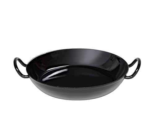 Riess, 0601-022, Schlemmerpfanne 24, CLASSIC - SCHWARZEMAILLE, Durchmesser 24 cm, Höhe 5,5 cm, Emaille, schwarz, Servierpfanne, Gourmetpfanne