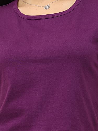 Image of FLEXIMAA Women's Cotton Plain Round Neck Half Sleeve Crop Top