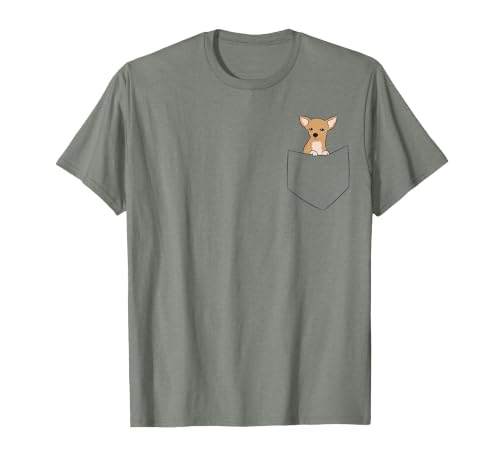 Cute Chihuahua Dog in Pocket Funny Chihuahua T-Shirt, Men, Olive Heather, Small