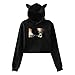 Produktbild Qeely Kapuzenpulli Skillet Girl 's Cute Exposed Nabelschnur Katzenohren Pullover Sweater