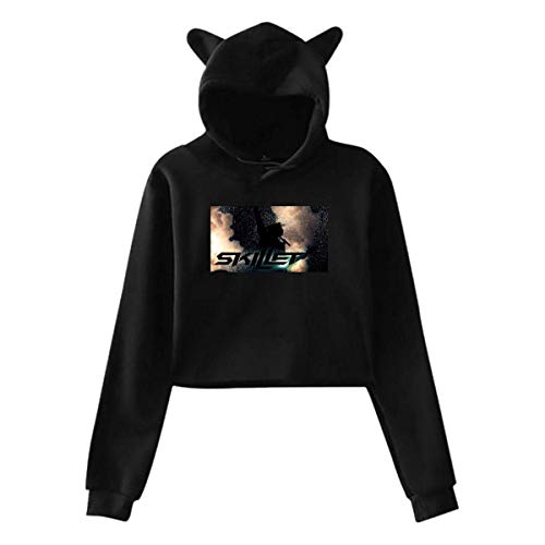 Preisvergleich Produktbild Qeely Kapuzenpulli Skillet Girl 's Cute Exposed Nabelschnur Katzenohren Pullover Sweater