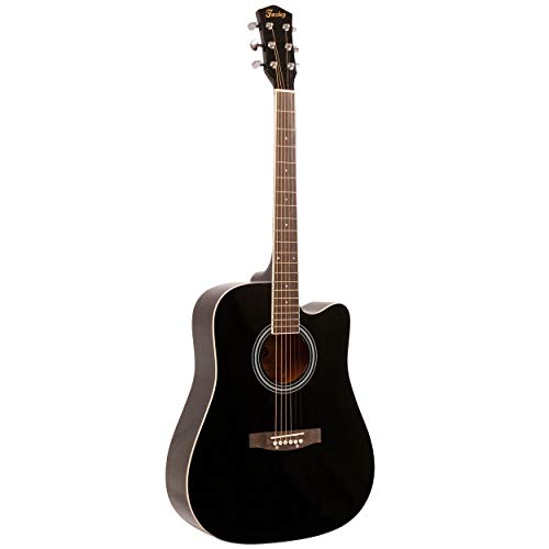Fazley W40-BK guitare acoustique folk noire - Les Beatles, Paul McCartney, John Lennon, RIngo Starr, George Harrison Fazley W40-BK guitare acoustique folk noire