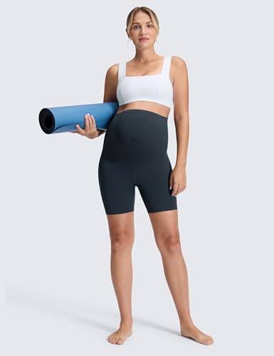 Image of CRZ YOGA Maternity Biker Shorts 6 inch | Butterluxe, Extremely Soft, Gentle Compression, Yoga, Super High Rise, U-shaped Belly, Pregnancy and Postpartum