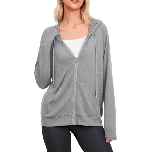 Image of Witsmile Zip Up Hoodie Women Oversized Sweatshirt Long Sleeve 2026 Fall Outfit Lightweight Jackets Workout Clothes