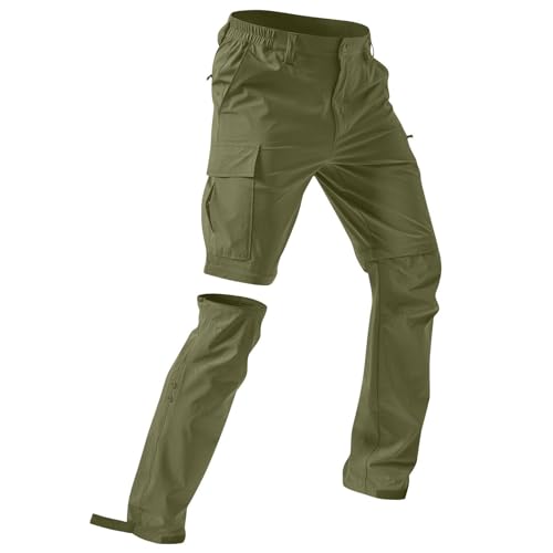 Pantaloni Leggeri Uomo, Pantaloni Cargo da Lavoro Leggeri e Ad Asciugatura Rapida con Zip-off, Ideali per Escursionismo e Campeggio Outdoor