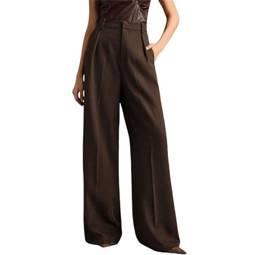 Women's High Waist Casual Wide Leg Palazzo Pants Business Work Trousers Long Straight Suit Pants Flowy Trousers with Pockets