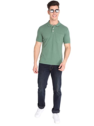 Image of CHKOKKO Men's Polo Cotton Regular Fit Half Sleeves T-Shirt with Pocket