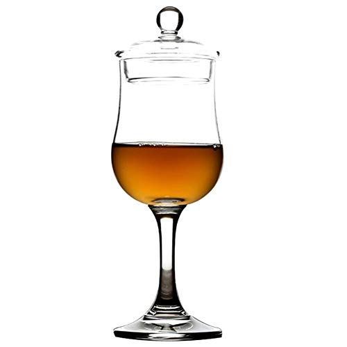 DHDHWL Tulpen Shaped Bleifreier Kristall Whiskey-Aroma Cup Profi Sommelier XO Brandy Rye Cognac Scottish Weinprobe Glas Goblet (Color : Cup with Cap) Cover