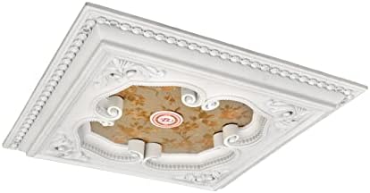 AFD Home Four-Leaf Clover Square Chandelier Ceiling Medallion and Fan Medallion, 24 Inches, White and Gold