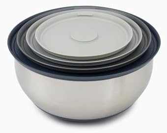 Joseph Joseph Prep&Store- Stainless Steel Mixing Nest Bowls with Lids, 8 piece Metal Bowl food Storage Set, Stainless Steel