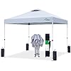 10×10 pop up canopy tent300d silver coating toppop up canopy tent instant portable shelter with 1 button push and wheel carry bag 8 stakes and 4 canopy weights  urban country home decor