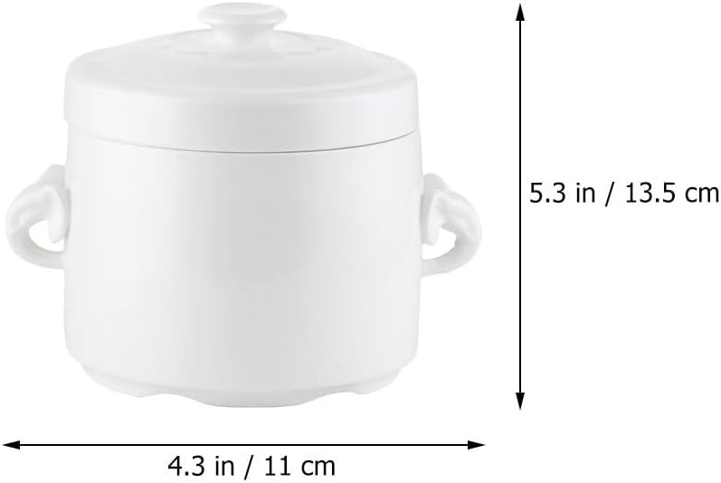 Hemoton Ceramic Stew Pot with Lid 5.3 Oz Waterproof Steaming Bowl for Bird S Nest Soup Egg Custard Medicinal Cooking with Handles Ideal for Home Kitchen Restaurant Party