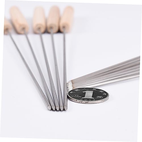 INOOMP 12 Peças Espetos Para Churrasco Com Cabo De Madeira Espetos De Kebob De Metal Espeto De Frang