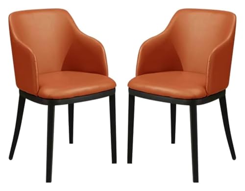 JKJZSALJ Sillas De Comedor, Juego De 2 Sillas De Cocina, De Cuero Mate, para Recepción, Mostrador, Salón, Ocio, con Patas De Metal, Resistentes, De Hierro Forjado, Color Blanco, Naranja, Talla Única.