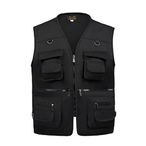 TOLOER Men’s Summer Fishing Vest Multi Pockets Casual Vest Waterproof Quick Dry Outdoor Mountain Photography