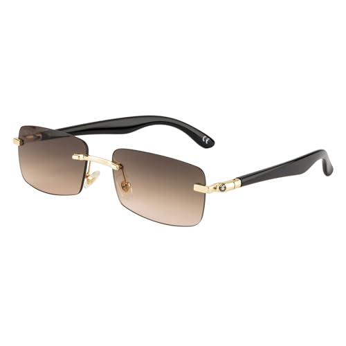 Image of Ted Smith Men's Women's UV Protection Brown Pink Graded Lens Gold Rectangular Sunglasses