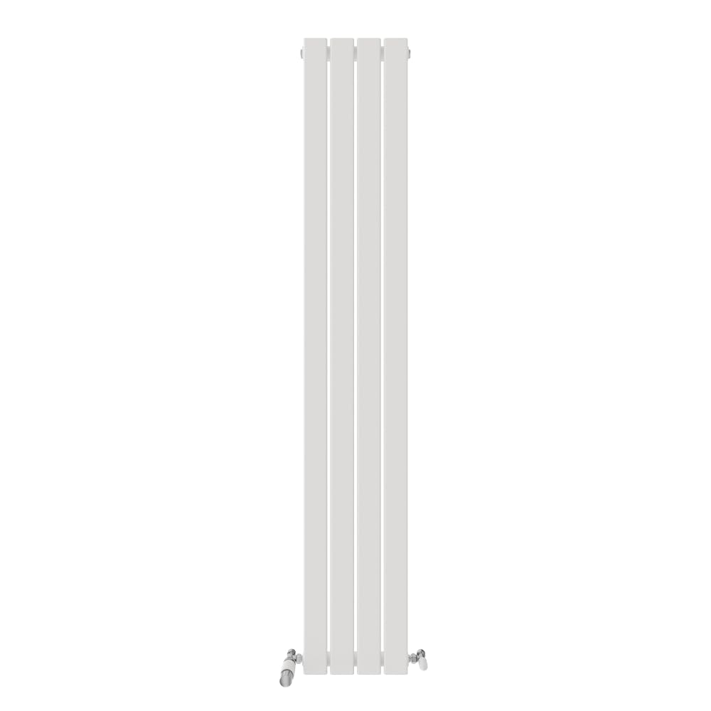 iBathUK Apex Wall Mounted Vertical Single Slim Flat Panel Radiator, 4-Column Steel, Hydronic Central Heating, High Thermal Output, Modern Designer Radiator for Bathroom in Matt White, 1800x304 mm — image 1