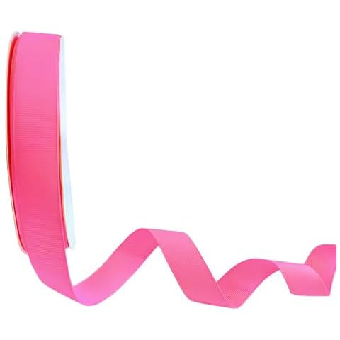 Abbaoww 1/2 Inch 50 Yards Solid Hot Pink Grosgrain Ribbon Striped Ribbon for Wedding Decor Gift Wrapping DIY Projects Cover