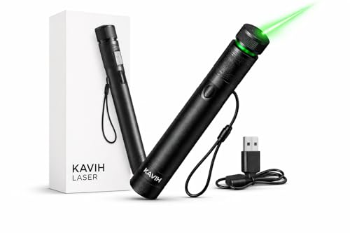 Image of High Power USB-Rechargeable Green Laser Pointer for Presentation, Teaching & Outdoor Use | Long Range Laser Pen for Astronomy, Office Meetings & Cat Play