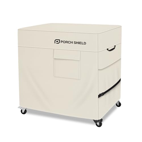 Porch Shield Waterproof Rolling 80-100 Qt Cooler Cart Cover Fits Most Patio Ice Chest Party Cooler (Light Tan, 40