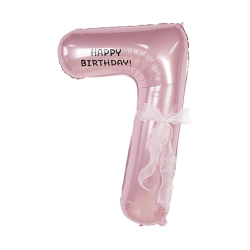 Image of Happy birthday Big Number Balloons Foil Birthday Balloon Number Balloons Happy Birthday Party Decorations Kids and Wedding Party Supplies (Pink numbers 7)