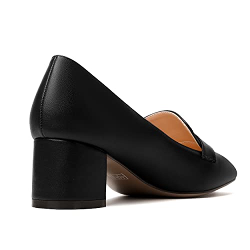 Image of MODENCOCO Womens Square Toe Slip On Comfortable Casual Matte Work Chunky Low Heel Loafers Shoes 2 Inch