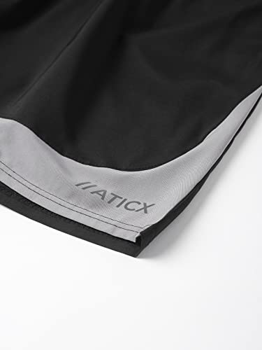 Image of ATICX Polyester Shorts for Men - Quick Dry Lightweight with Zipper Pockets - Gym, Running, Jogging, Training Half Pants for Basketball, Swimming, Badminton, Cycling, Football, Outdoor & Home Wear