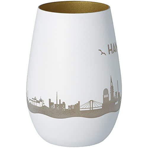Goodtimes Windlicht Hamburg Skyline Weiß & Gold