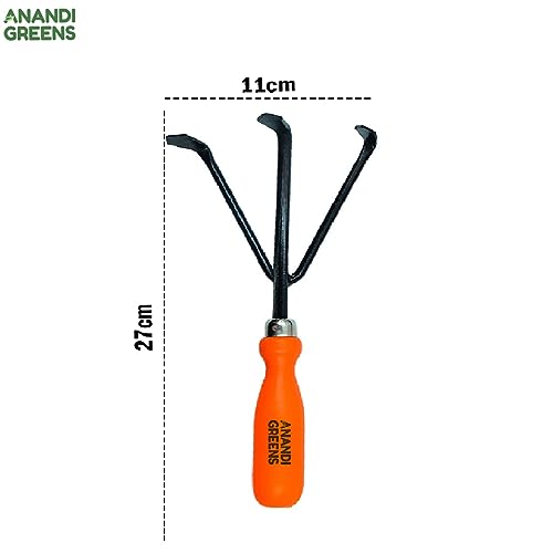 Image of Anandi Green's Metal Agriculture Garden Spectacular Heavy Duty Hand Cultivator with Plastic Handle for Gardening, Soil Loosening & Weeding