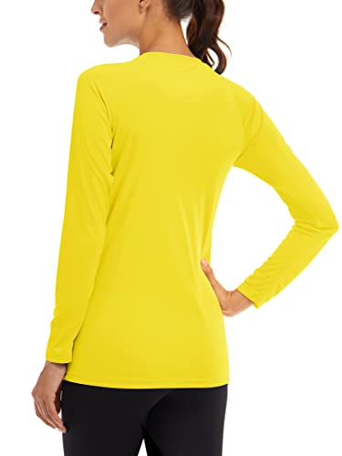 Tacvasen Women's Uv Protection Shirts Running Hiking Shirt Womens Outdoors Performance Long Sleeve T-Shirt Yellow, S #TOP1