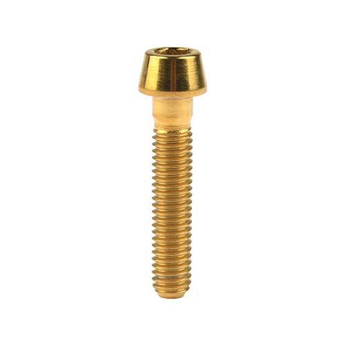 Wanyifa Titanium Ti M6 x 10 16 18 20 25 30 35 40 45 50 55 60 65mm Allen Hex Screw Socket Cap Tapered Bolt Pack of 4 (M6X30mm, Gold)
