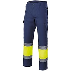 Pantalon Azul Trabajo VELILLA 156 Pantalón de alta visibilidad, Amarillo Fluor / Azul Marino, 3XL