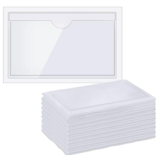 HOTQ ポケットシール 名刺 横型 カード 名刺収納 貼れる 名刺ポケット 名刺ホルダー ラベルホルダー クリア 35枚