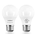 YukiHalu, A15 Appliance Light Bulb, 60W Equivalent for Range Hood/Refrigerator Light Bulb/Ceiling Fan Light, 600 Lumens 7W 120V 4000K Cool White E26 Base, Waterproof, Not Dimmable, 2-Pack