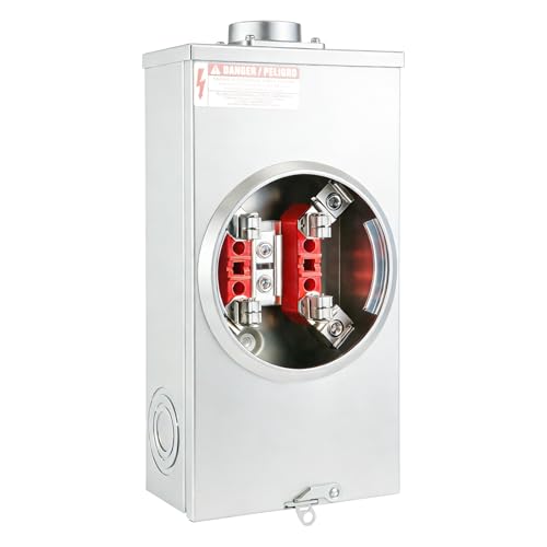 200 Amp Meter Socket Electrical meter sockets Meter socket4 Jaw Meter Base 600V 3 Wire Ringless Type with Horn Bypass Meter Cover Plate(200A 4Jaw)