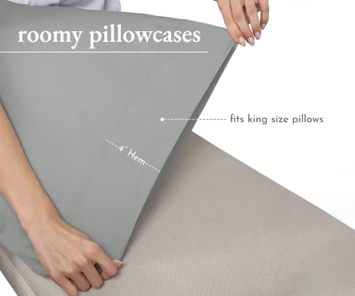 Luxuriously Soft Hotel Quality 600 Thread Count, 100% Cotton Set Of 2 Cases, Crisp & Cool Pillow Cases King Size Set Of 2, Fits King Pillows (Gray) #TOP2