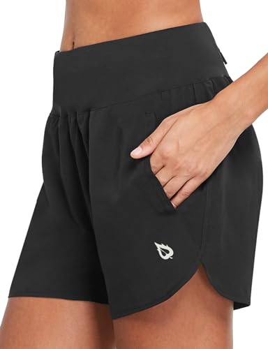 baleaf Women's 5" Workout Shorts Gym Running Shorts Athletic with Liner High Waistband Quick Dry Sports Zipper Pockets2