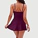 Women's One Piece Swim Dress Front Cross Modest Bathing Suits Tummy Control Wrap Swimsuit Fashion Ruched Swim Skirt Wine Large