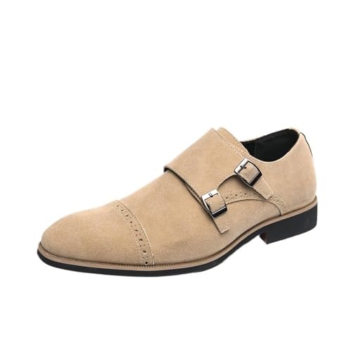 Men's Fashion Lightweight Classic Dress Shoes Casual Leather Strap Buckle Non-Slip Softsole Low Top Tuxedo Oxford Shoes