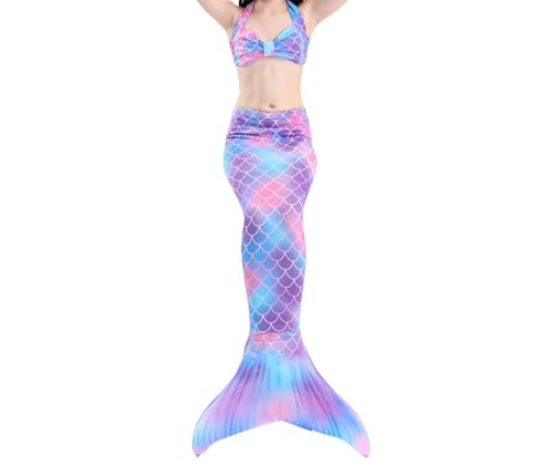 5Pcs Girls Swimsuit Mermaid Tails for Swimming Princess Bikini Bathing Suit Set Can Add Monofin 4T 6T 8T 10T 12T (as1, age, 6_years, Purple)