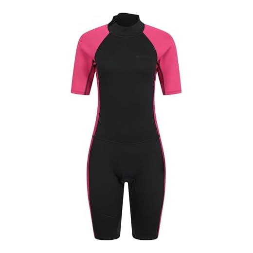 Mountain Warehouse Shorty Damen-Neoprenanzug - Badeanzug, Surfanzug mit leicht gleitendendem RV, längeres Zugband, Flachnähte - zum Sporttauchen, Schwimmen, Tauchen Schwarz M,Schwarz,M (Herstellergröße 40-42 EU)