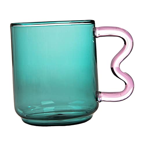 Taza de Cristal Verde 450ml con Asa Creativa Resistente al